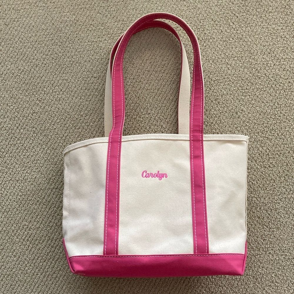NEW L.L. Bean Boat and Tote Medium Shoulder Bag Long Handles Peony Pink NWOT